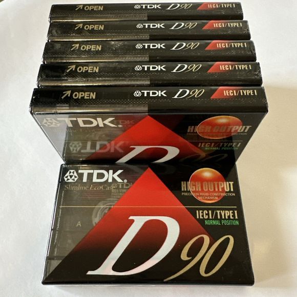 TDK D90 Blank Audio Cassette Tapes Lot Of 6 High Output ICEI/Type I SEALED - Picture 1 of 2